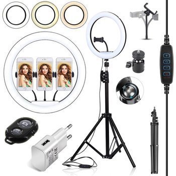 DREAMS 320D 4in1 | Ring lamp 320 mm | Adjustable tripod 210 cm | Travel charger CA-004 | IOS / Android Bluetooth remote control