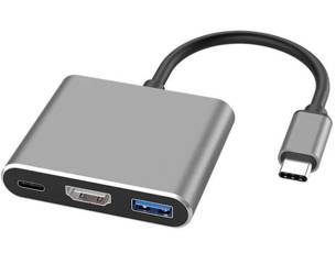 HDTC-20cm | USB-C adapter Type-C 3.1 to HDMI / USB-C / USB | 4K | to MacBook Air
