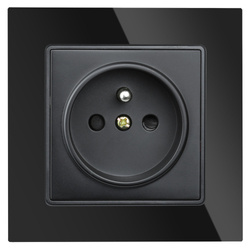 SC80-1 | Single socket with grounding | Black | Glass | 230V
