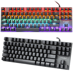 T18 | Gaming mechanical keyboard with RGB LED backlight, TKL, blue switches