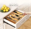 Organizer na sztućce | Bambusowy, regulowany wkład XL do szuflady z 5 przegródkami | KBT-G513