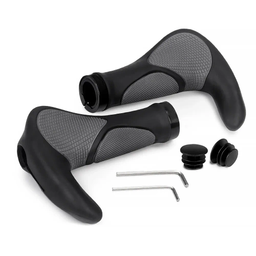 Chwyty rowerowe ergonomiczne z rogami | Antypoślizgowe uchwyty kierownicy | MTB, trekking | BHD-233-G