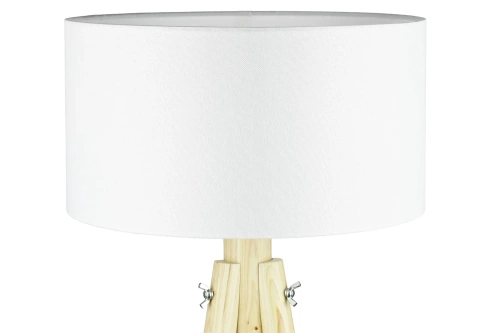 Biała lampa podłogowa | Boho oświetlenie do salonu, sypialni | Biała lampa stojąca z drewnianym stelażem | DYT-L150