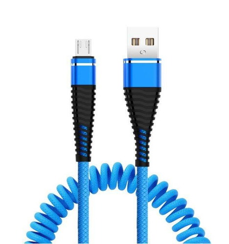 Micro USB 1M | Spiralny kabel USB do ładowania telefonu | Quick Charge 3.0 2.4A | AM32