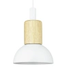 Lampa wisząca z białym kloszem i drewnem | Minimalistyczna  lampa w stylu skandynawskim z oprawą  E27 |  YG-XD002A-W