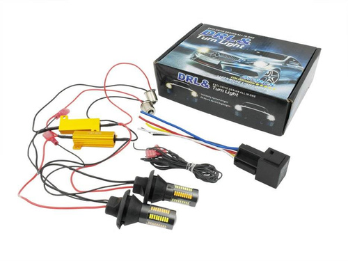 DRL 2w1 z kierunkowskazem |  Żarówki 66 SMD 4014 | Światła LED do jazdy dziennej | AUTOMAT