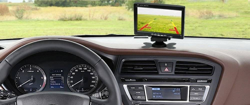 2w1 Zestaw 12/24V - kamera cofania 18IR 12-24V z monitorem 7" LCD TFT z pilotem + Kabel AV RCA 10m | PZ607 PZ470
