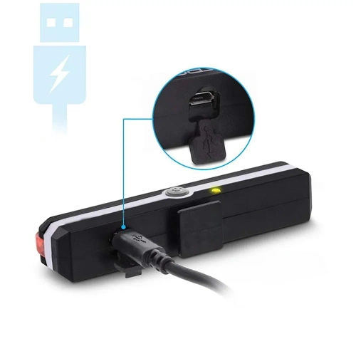 Mocna lampka rowerowa tylna COB 100lm  | Oświetlenie rowerowe z wbudowanym akumulatorem- ładowane USB | Lekka lampka rowerowa 40g | BK-L2266