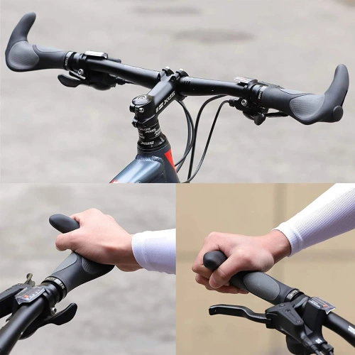 Chwyty rowerowe ergonomiczne z rogami | Antypoślizgowe uchwyty kierownicy | MTB, trekking | BHD-233-G