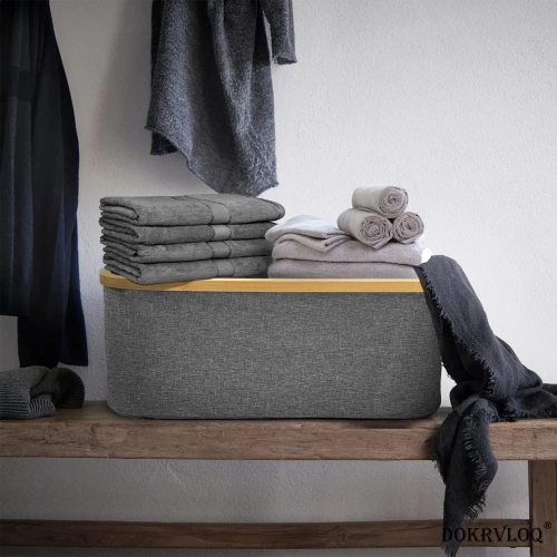 Kosz na pranie | Składany kosz na bieliznę | Materiałowy pojemnik na zabawki | Organizer na akcesoria | OCF-305-GREY