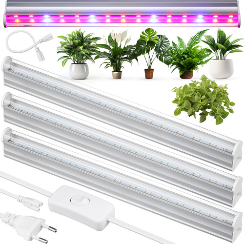 Zestaw 3 lamp do wzrostu kwiatów | Lampa 6W do uprawy roślin | Lampa z kablem zasilającym oraz przewodem łączeniowym | DG-T5-Whitel DG-T5-Whitel