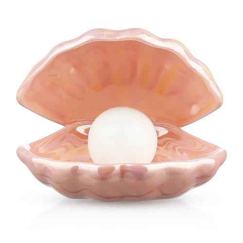 Ceramiczna lampka LED | Lampka nocna w kształcie muszli | Bezprzewodowa lampka stołowa | BKD-140-PINK