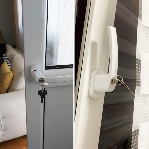 Klamka z zamkiem na klucz | Biała | FH-D12-WHITE