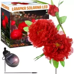 Kwiatek solarny | Ogrodowa lampa solarna LED Peonia czerwona | 80 cm, 600 mAh | FLD-10-RED