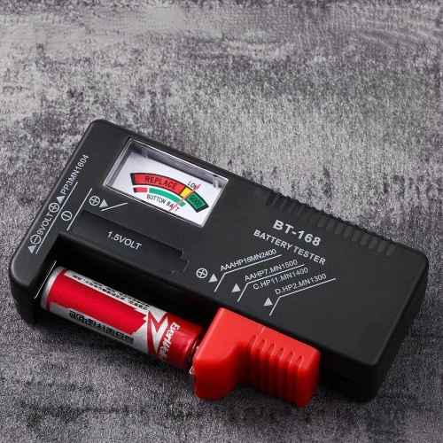Tester baterii | Analogowy woltomierz | Uniwersalny tester baterii i akumulatorków | | BT-168-BLACK