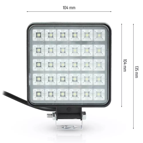 Kwadratowa lampa robocza LED 45W SLIM | 30 diod CREE LED, IP67 | WL004-45W-25MM