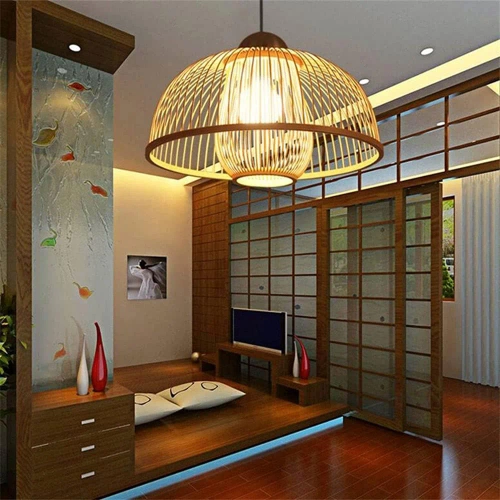 Ręcznie robiona lampa bambusowa wisząca | BOHO | Chiński żyrandol
