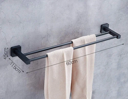 Wieszak na ręczniki | Uchwyt ścienny do łazienki | Drążek łazienkowy | MJR-60CM-2-BLACK
