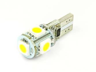 WW Żarówka samochodowa LED W5W T10 5 SMD 5050 CAN BUS Biała ciepła