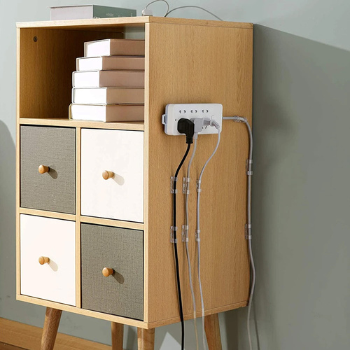 Zestaw 10 szt. organizerów na kable i przewody | Klipsy z taśmą klejącą nano | Przezroczyste | KZ-D58