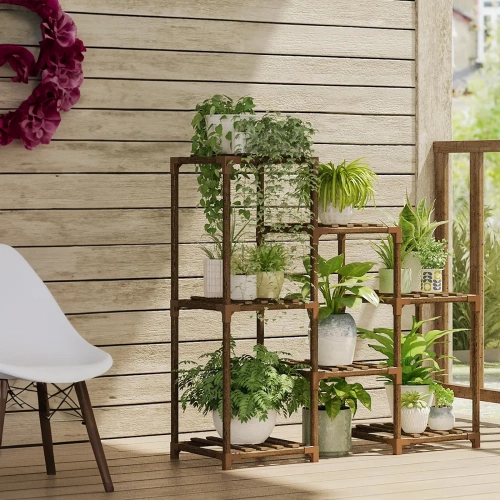 Drewniany kwietnik na doniczki | Stojak na rośliny | Regał na kwiaty | NZ251-BAMBOO
