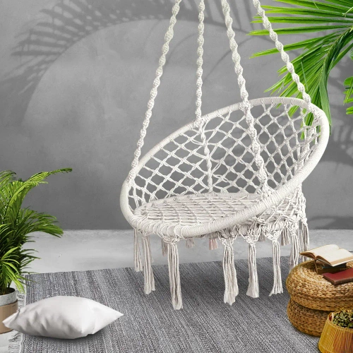 Fotel wiszący, krzesło brazylijskie, kosz, huśtawka, hamak | do 120 kg | DY-A003-WHITE