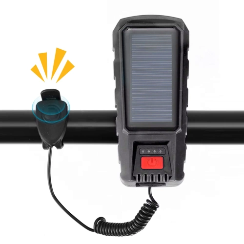 Solarna lampka rowerowa z klaksonem 130 dB | Oświetlenie LED 400 lm | Wodoodporna lampka rowerowa |  QX-LY-17-2 