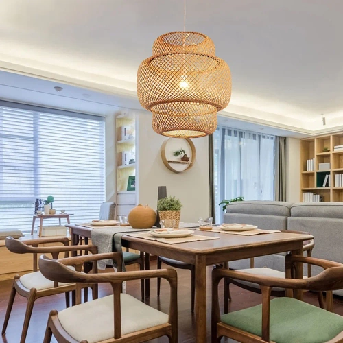 Ręcznie robiona lampa bambusowa wisząca | BOHO | Chiński żyrandol