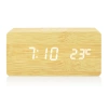 Drewniany zegar cyfrowy LED z ładowarką indukcyjną 10W |  Budzik z 3 alarmami oraz termometrem | SXM-017