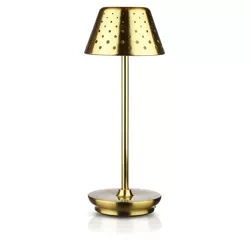 HJA15-GOLD | Lampa stołowa z wbudowanym akumulatorem | Lampa nocna z  trzema barwami świecenia | Nastrojowa lampka do hotelu, restauracji