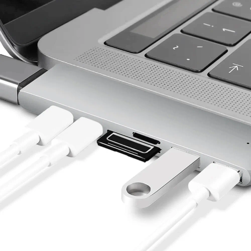 Rozdzielacz USB-C na 2x USB-A + 2x USB-C + kart SD + TF + HDMI | adapter, rozgałęźnik typ C 7w1 | HUB