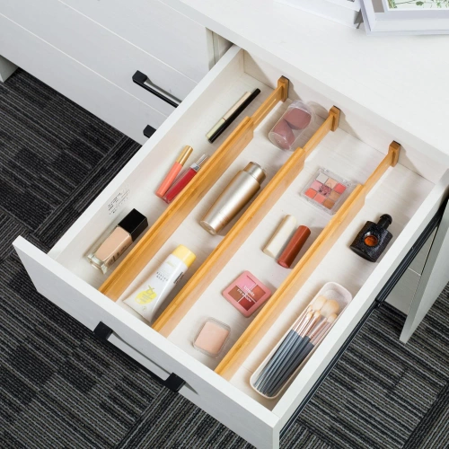 Organizer meblowy do szuflady | Bambusowe, regulowane przegródki meblowe | KBT-D456