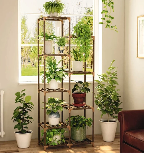 Drewniany kwietnik na doniczki | Stojak na rośliny | Regał na kwiaty | NZ252-BAMBOO