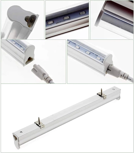 Zestaw 2 lamp do wzrostu kwiatów | Lampa 6W do uprawy roślin | Lampa z kablem zasilającym oraz przewodem łączeniowym | DG-T5-Whitel DG-T5-Whitel