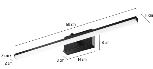 Kinkiet nad lustro | Oświetlenie łazienkowe | Lampa, lampka nad obraz | MIR-60CM