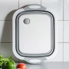 Składana miska z odpływem | Miska kempingowa | Miska z deską do krojenia | ZXS-398-GREY