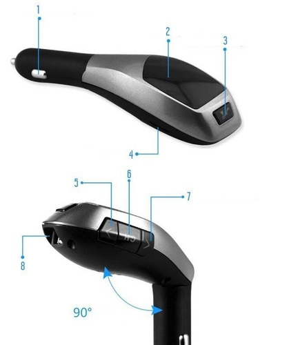 Bluetooth | Transmiter samochodowy FM z wyświetlaczem LED | Ładowarka USB | Zestaw głośnomówiący | X5