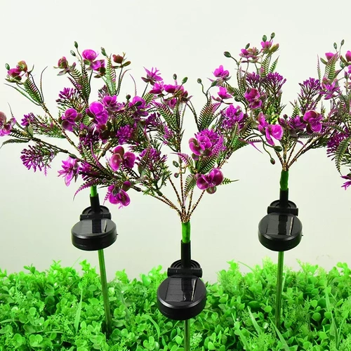 Kwiatek solarny | Ogrodowa lampa solarna LED Storczyk bukiet | 60 cm, 600 mAh | FLD-16-PURPLE