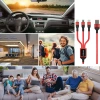 Kabel USB 3W1 | Kabel Micro, USB TYP-C. Lighting | Nylonoway kabel 1,2m | B5-3in1-red