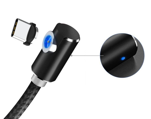 3w1 1M | Kątowy kabel magnetyczny | 3 końcówki - Micro, Type-C i Lightning | Quick Charge 3.0 | AM51