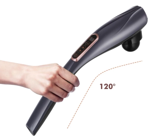 Masażer z wymiennymi końcówkami | Wibracyjny masaż pleców | Pistolet masujący, który pozwala zwalczyć cellulit | YT-1706-GREY