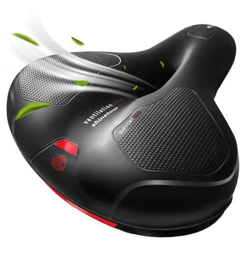 Wentylowane siodełko rowerowe | Antywstrząsowa budowa | odblaski | JC-011-BLACK