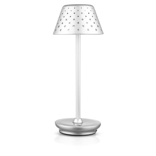 Lampa stołowa z wbudowanym akumulatorem | Lampa nocna z trzema barwami świecenia | Nastrojowa lampka do hotelu, restauracji | HJA15-SILVER