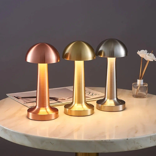 Dotykowa lampka nocna z regulowaną barwą światła | Lampka GRZYBEK USB | HJA11-COPPER| Bezprzewodowa lampka stołowa