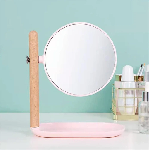 Różowe lusterko kosmetyczne | Powiększające luterko do makijażu | Lusterko obrotowe | STM-036-PINK