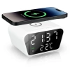 Inteligentny budzik z ładowarką bezprzewodową Qi 15W | Budzik z trzema alarmami |  Zegarek z wyświetlaczem temperatury |  SZ01-15W-W
