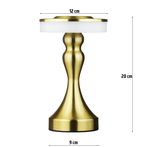 Lampa stołowa z wbudowanym akumulatorem | Lampa nocna z trzema barwami świecenia | Nastrojowa lampka do hotelu, restauracji | HJA14-A-GOLD