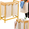 Podwójny kosz na pranie z szafką | Bambusowy | NZ-2BS-Bamboo