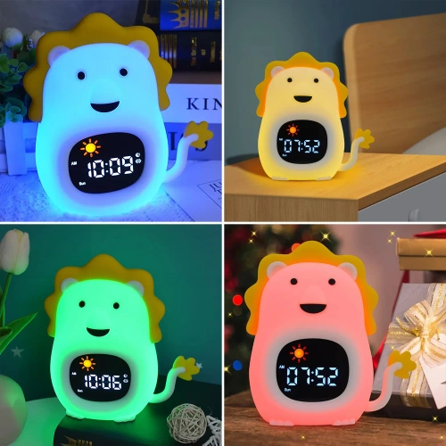 Budzik dziecięcy LED z lampką nocną i białym szumem – kolorowe światło, alarm, symulacja wschodu słońca |  Lampka nocna z wbudowanym akumulatorem | JL-822