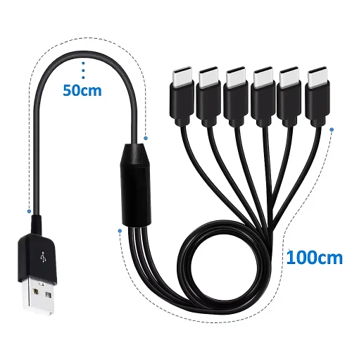 Kabel 1,5m USB 6w1 | Wielofunkcyjny kabel funkcją transferu danych | USB-TPC-6in1-150CM